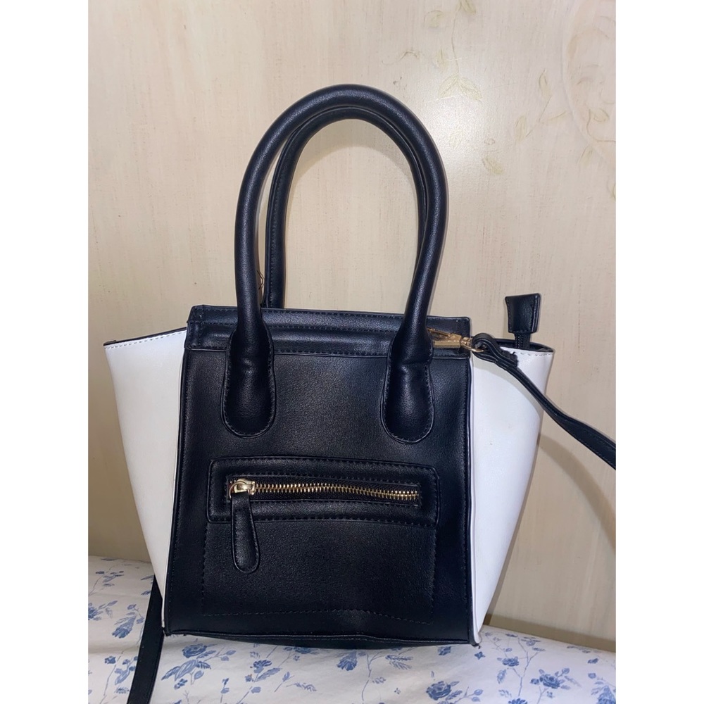 Black and White faux leather purse